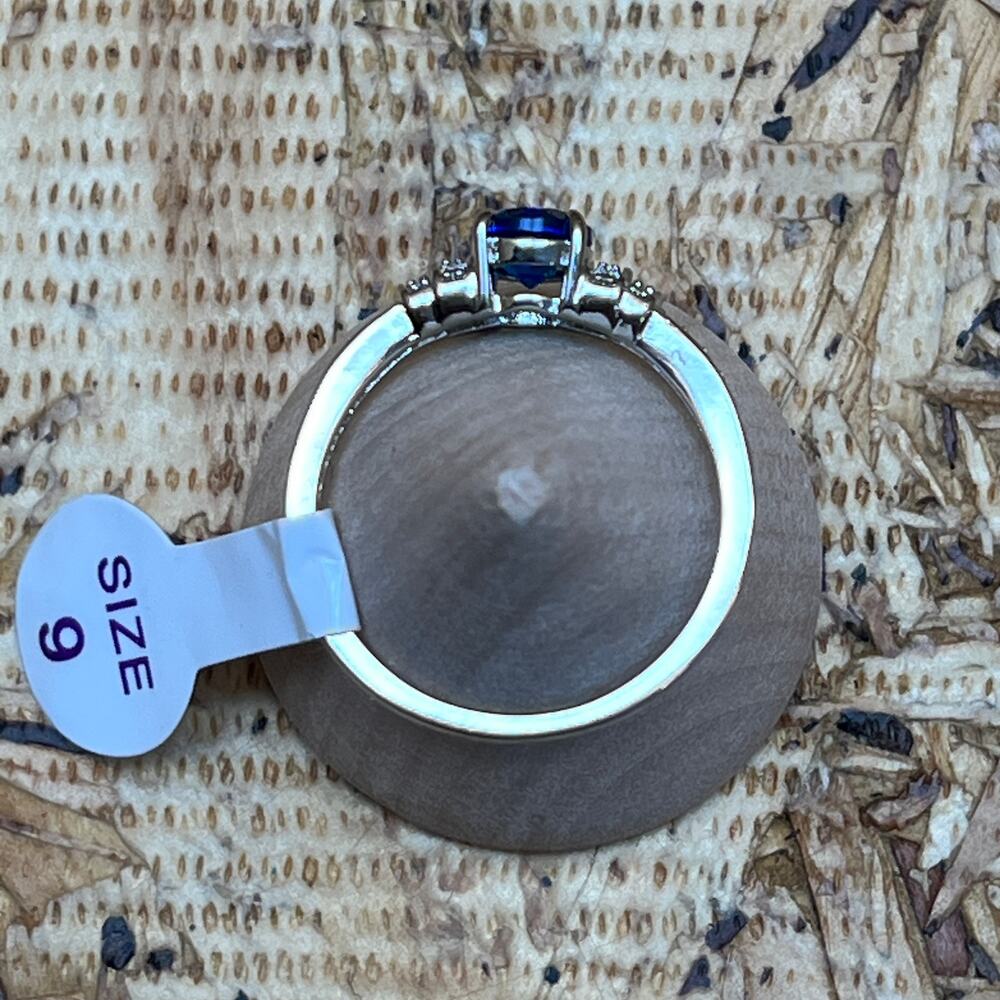 Bomb Party It's A Date Lab Created Sapphire Stone Rhodium Plating Band Sz 9 Ring - Picture 5 of 8